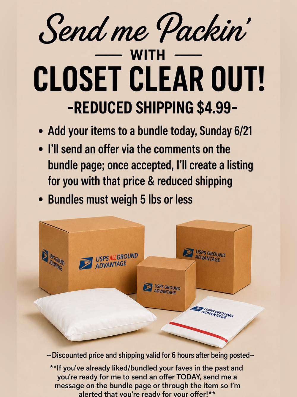 Closet Clear Out TODAY Sun. 6/21 GREAT DEALS + $4.99 Shipping! BUNDLE & SAVE